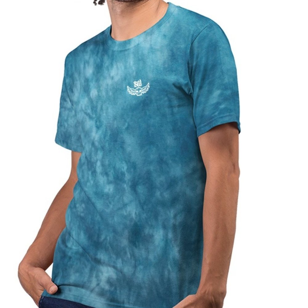 Men's Tie Dye Soft Cotton T-Shirt - Aqua